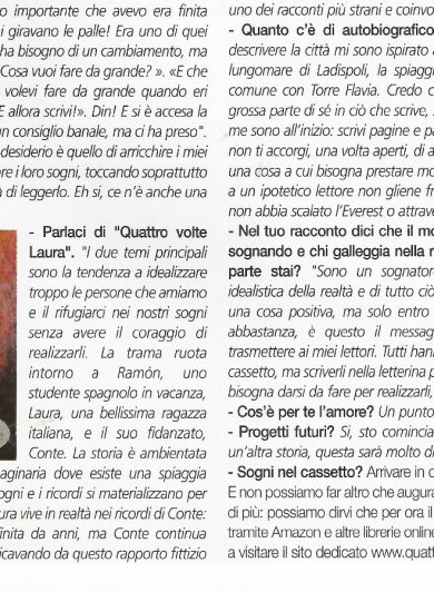 Italian newspaper IlCurioso article about Quattro volte Laura book written by Luca Rinonapoli