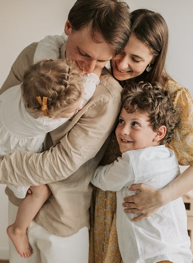 happy family hug